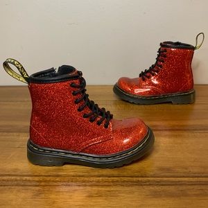 Dr. Martens 1460 Red Glitter Toddler Boots Size 8